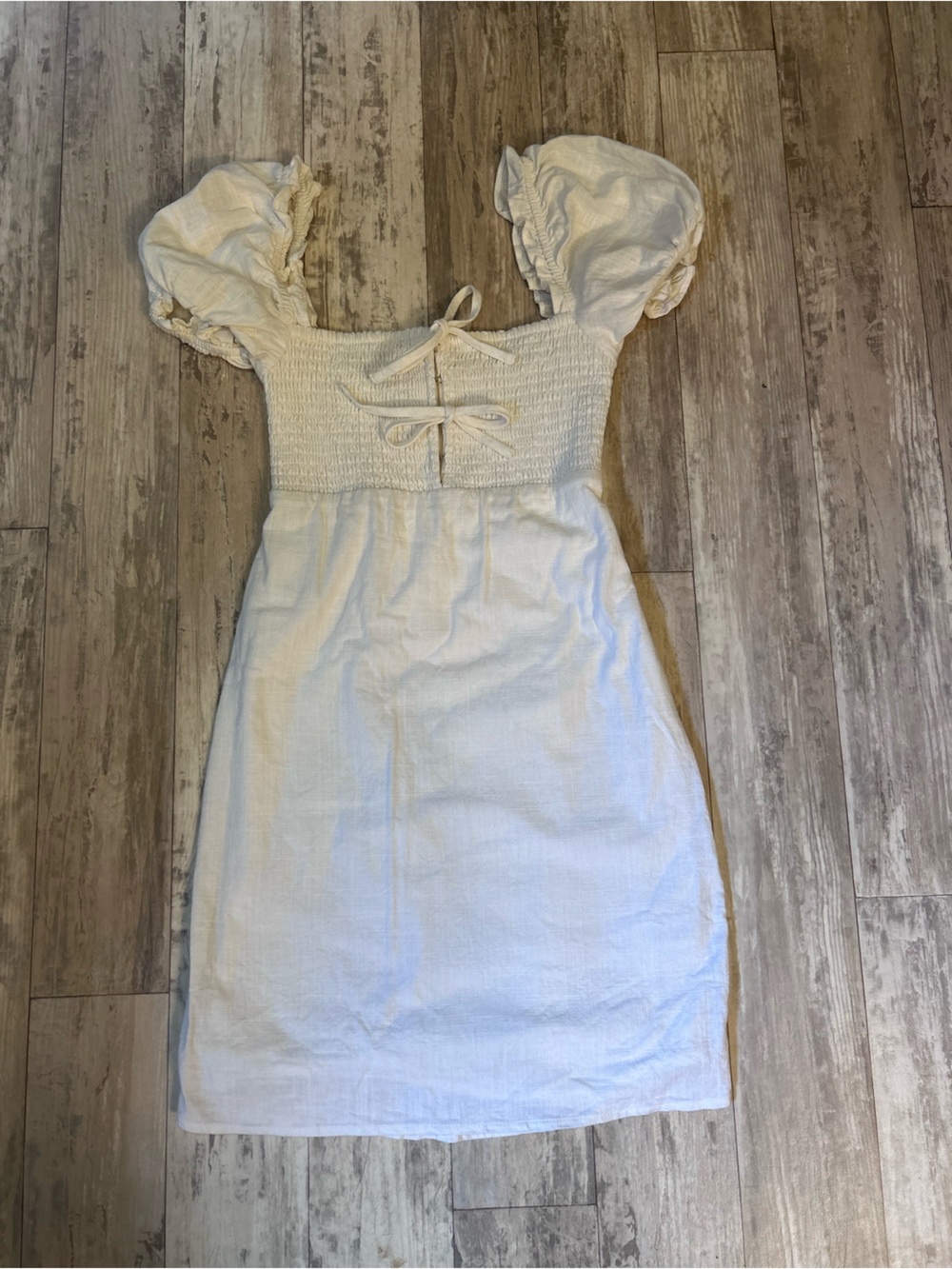 ASTR the Label White Smocked Linen and Cotton Summer Dress